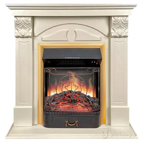 Электрокамин Дублин слоновая кость с очагом Фобос или Маджестик  Электрокамин Дублин слоновая кость с очагом Фобос или Маджестик