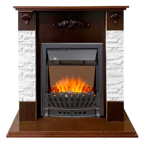 Электрокамин Гамбург темный орех с очагом Фобос или Маджестик 