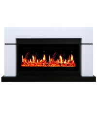 Каминокомплект Линдос 40 белый с черным (портал Lindos + очаг 5D V-ART 40)