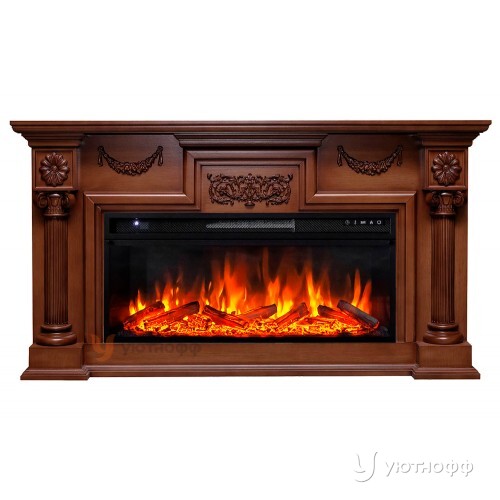 Электрокамин Лондон орех с очагом Вижен 42