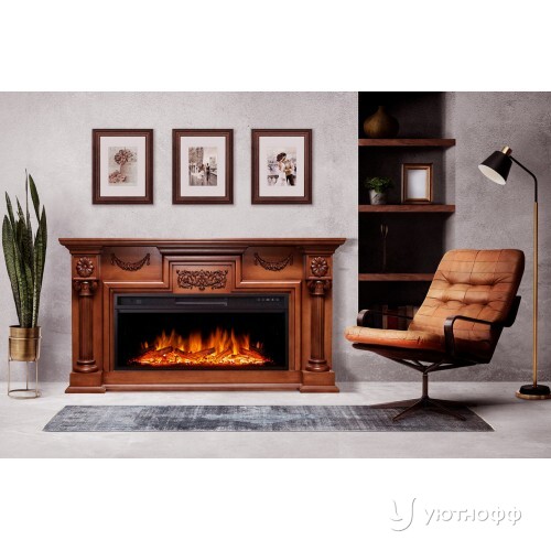 Электрокамин Лондон орех с очагом Вижен 42