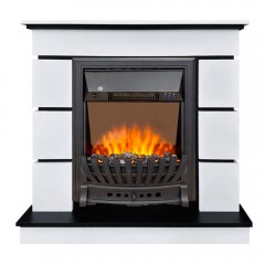 Каминокомплект Модерн белый с черным (портал Modern + очаг Aspen Black)