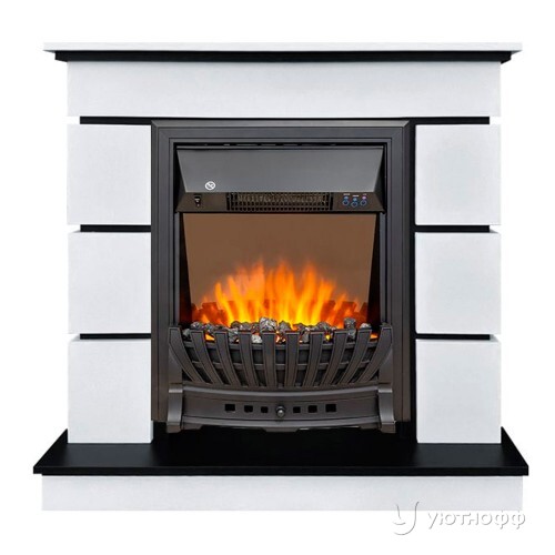 Электрокамин Модерн белый с черным с очагом Аспен Блэк Электрокамин Модерн белый с черным с очагом Аспен Блэк