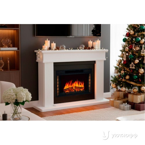 Электрокамин Моцарт 26 белый с очагом Вижн 26