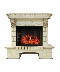 Угловой каминокомплект Пьер Люкс 25 Шампань СК (портал Pierre Luxe + очаг Dioramic 25)