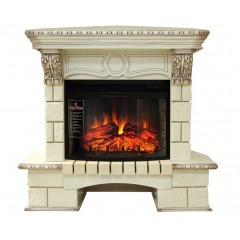 Угловой каминокомплект Пьер Люкс 25 Шампань СК (портал Pierre Luxe + очаг Dioramic 25)
