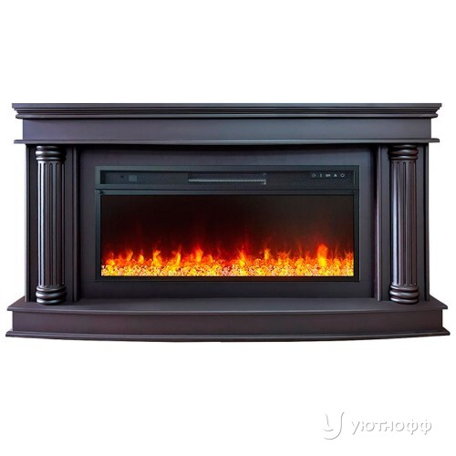 Электрокамин линейный Рим темный шоколад с очагом Vision 42