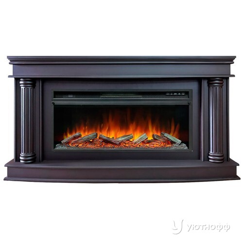 Электрокамин линейный Рим темный шоколад с очагом Vision 42