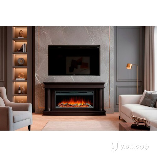 Электрокамин линейный Рим темный шоколад с очагом Vision 42