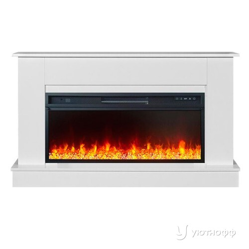 Камин линейный Скандик 42 белый с очагом Vision 42