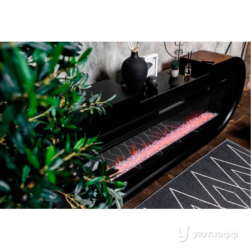 Электрокамин линейный Сохо черный с очагом Vision 60