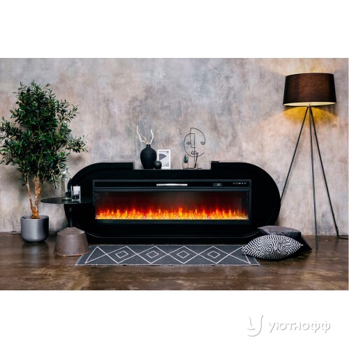 Электрокамин линейный Сохо черный с очагом Vision 60