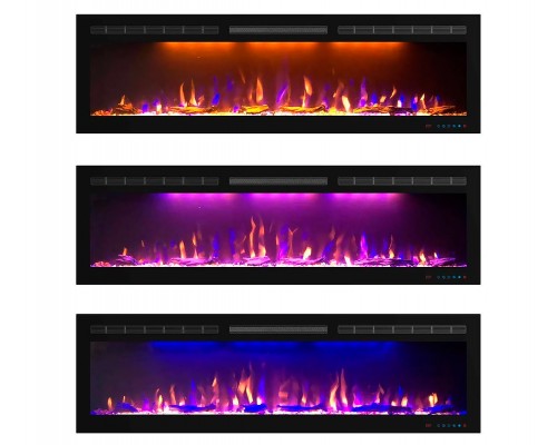 Линейный электроочаг Crystal 72 RF с разноцветным пламенем