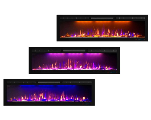 Линейный электроочаг Crystal 60 RF с разноцветным пламенем