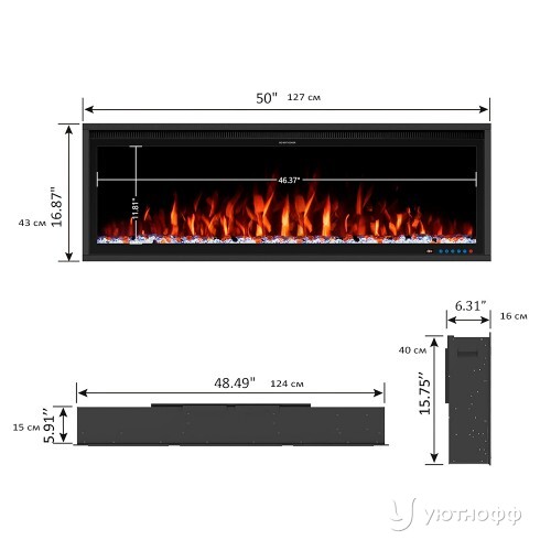 Линейный электроочаг Mercury 50 LED RF Линейный электроочаг Mercury 50 LED RF