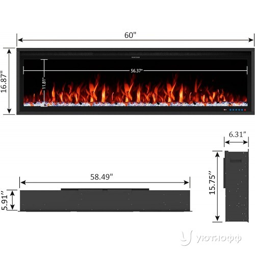 Линейный электроочаг Mercury 60 LED RF Линейный электроочаг Mercury 60 LED RF