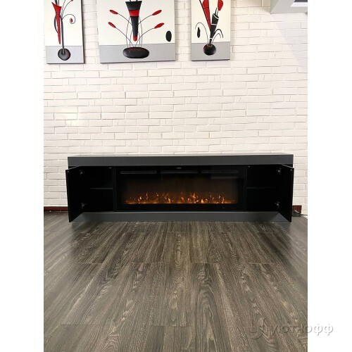 Тумба-камин Конкорд серый графит с очагом Кристал 50