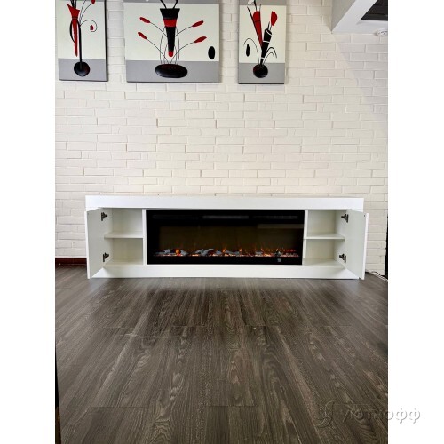 Тумба-камин Конкорд белый с очагом Кристал 50