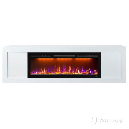 Тумба-камин Конкорд белый с очагом Кристал 50