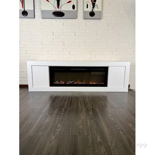 Тумба-камин Конкорд белый с очагом Кристал 50