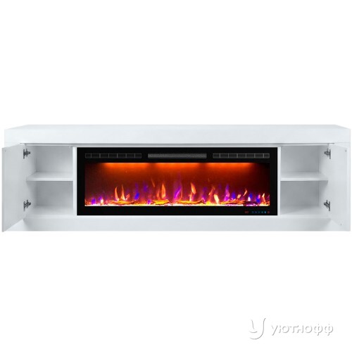 Тумба-камин Конкорд белый с очагом Кристал 50