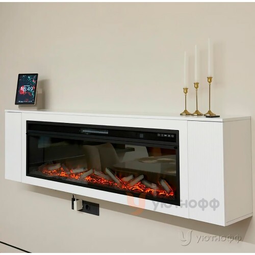 Тумба-камин Мэдисон бьянко белый с очагом Vision 60