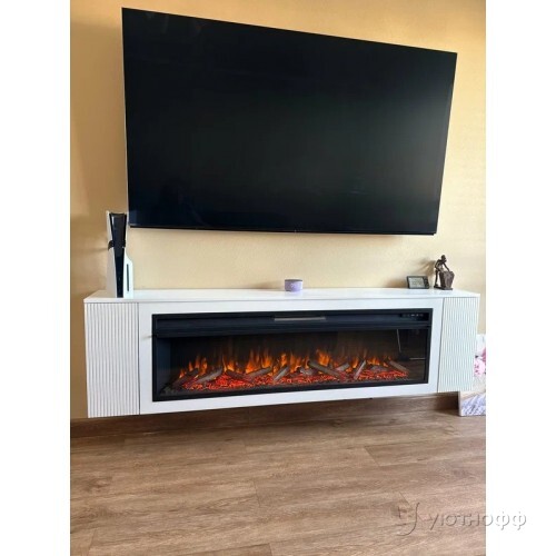 Тумба-камин подвесная Мэдисон бьянко белый с очагом Vision 60