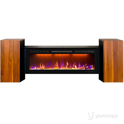 Тумба-камин Стайл орех с очагом Кристал 50