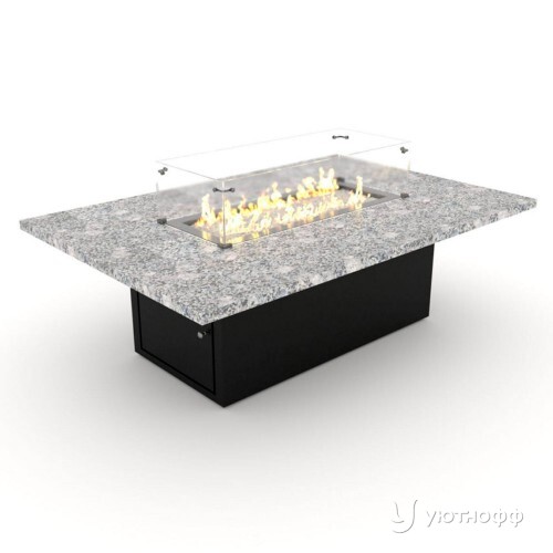 Камин на газу с облицовкой из светлого гранита Камин на газу с облицовкой из светлого гранита