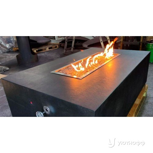 Стол-камин газовый с подсветкой и стеклом  Стол-камин газовый с подсветкой и стеклом