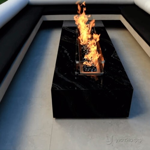 Стол-камин газовый с подсветкой и стеклом  Стол-камин газовый с подсветкой и стеклом