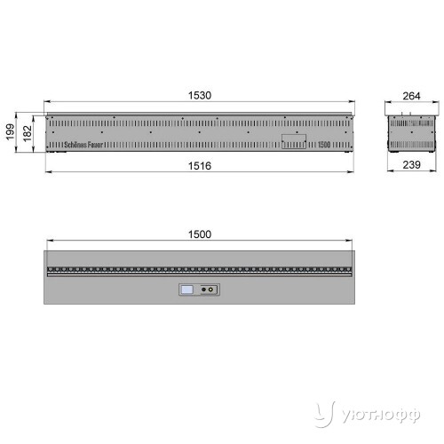 Встраиваемый электроочаг 3D FireLine 1500 PRO (длина 153 см)