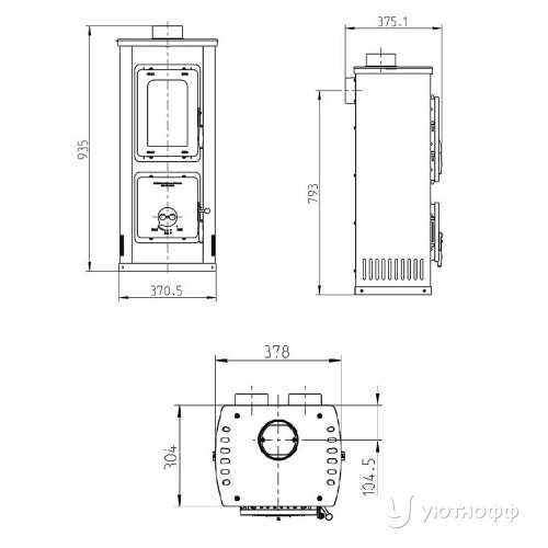 Печь-камин Verona B TOP в бежевом цвете