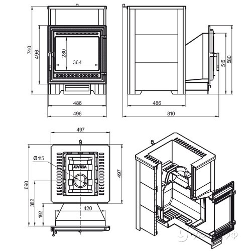 Печь для бани Легенда 22 (505) талькохлорит