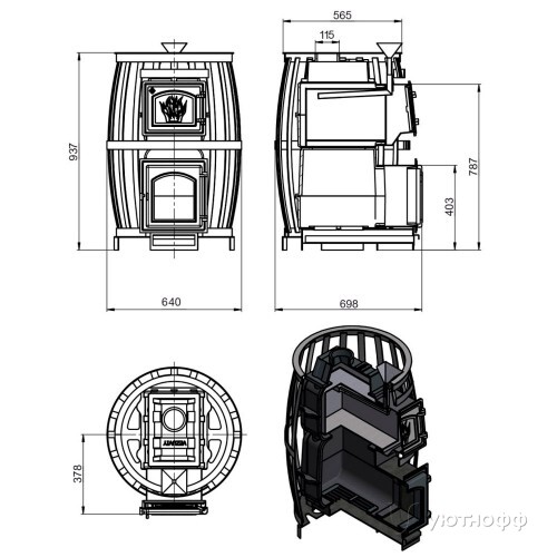 Печь для бани Легенда Русский пар Ковка 24 (270) б/в чугун