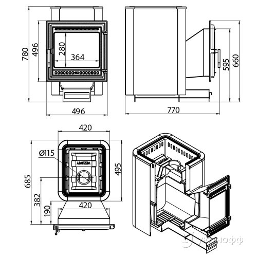 Печь для бани Легенда Ковка 28 (505) чугун