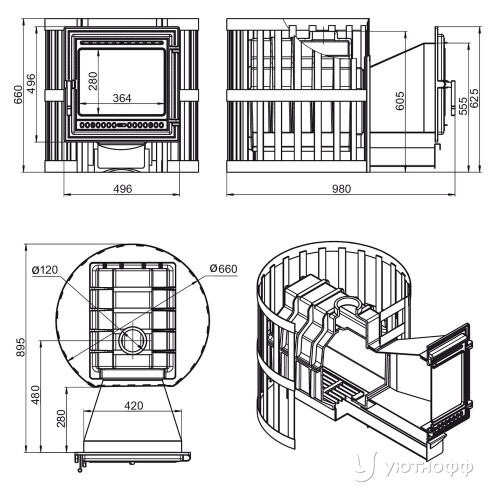 Печь для бани Легенда Ретро Ковка 24 (505) чугун