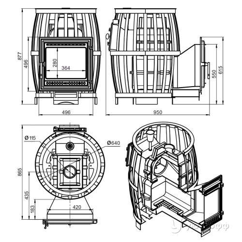 Печь для бани Легенда Русский пар Ковка 18 (505) чугун