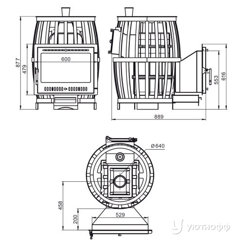 Печь для бани Легенда Русский пар Ковка 18 панорама "М"