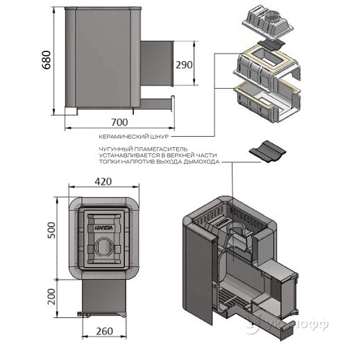 Печь для бани Сенсация 22 Антрацит (224) чугун