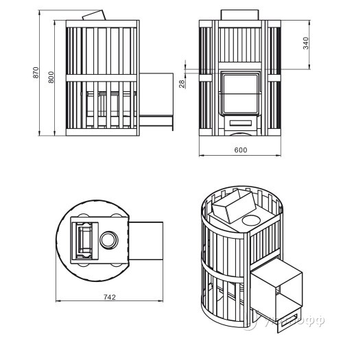 Печь для бани Ураган Ковка 16 (224) чугун