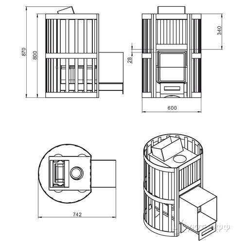 Печь для бани Ураган Ковка 16 (270) чугун