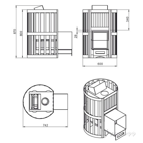 Печь для бани Ураган Ковка 16 (271) чугун