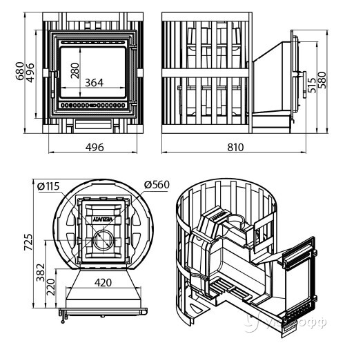 Печь для бани Легенда Ковка 22 (505) чугун