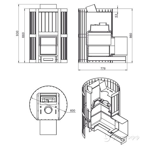 Печь для бани Ураган Ковка 22 (271) чугун