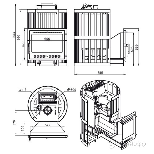 Печь для бани Ураган Ковка 22 панорама М