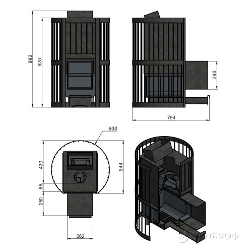 Печь для бани Ураган Ковка 28 (270) чугун