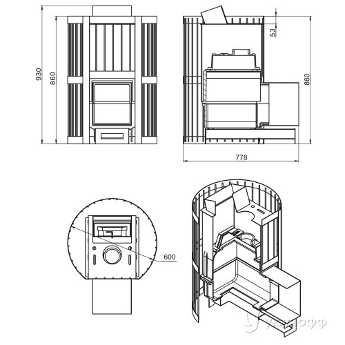 Печь для бани Ураган Стандарт 22 (ДТ-4С) чугун