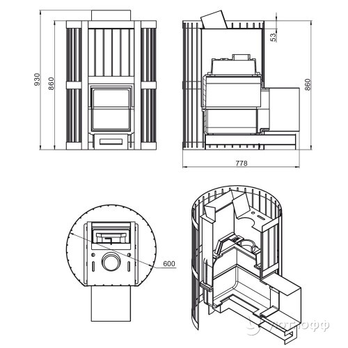 Печь для бани Ураган Стандарт 22 (ДТ-4) чугун