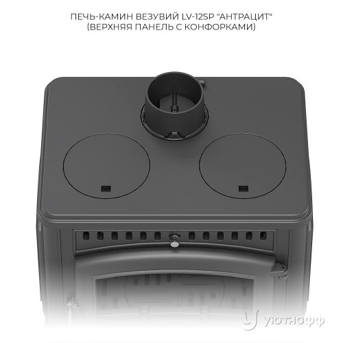 Печь-камин Везувий LV-12 PS "Антрацит" боковое стекло